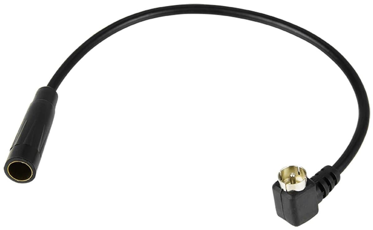 BLOW Autoantenne Adapter - ISO (m) naar DIN (v) - Hoekige Stekker - 30 cm - Zwart