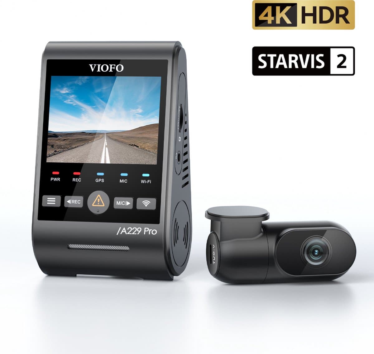 VIOFO A229 Pro 2CH - 4K Dual Dashcam - Met gratis cpl Filter in verpakking