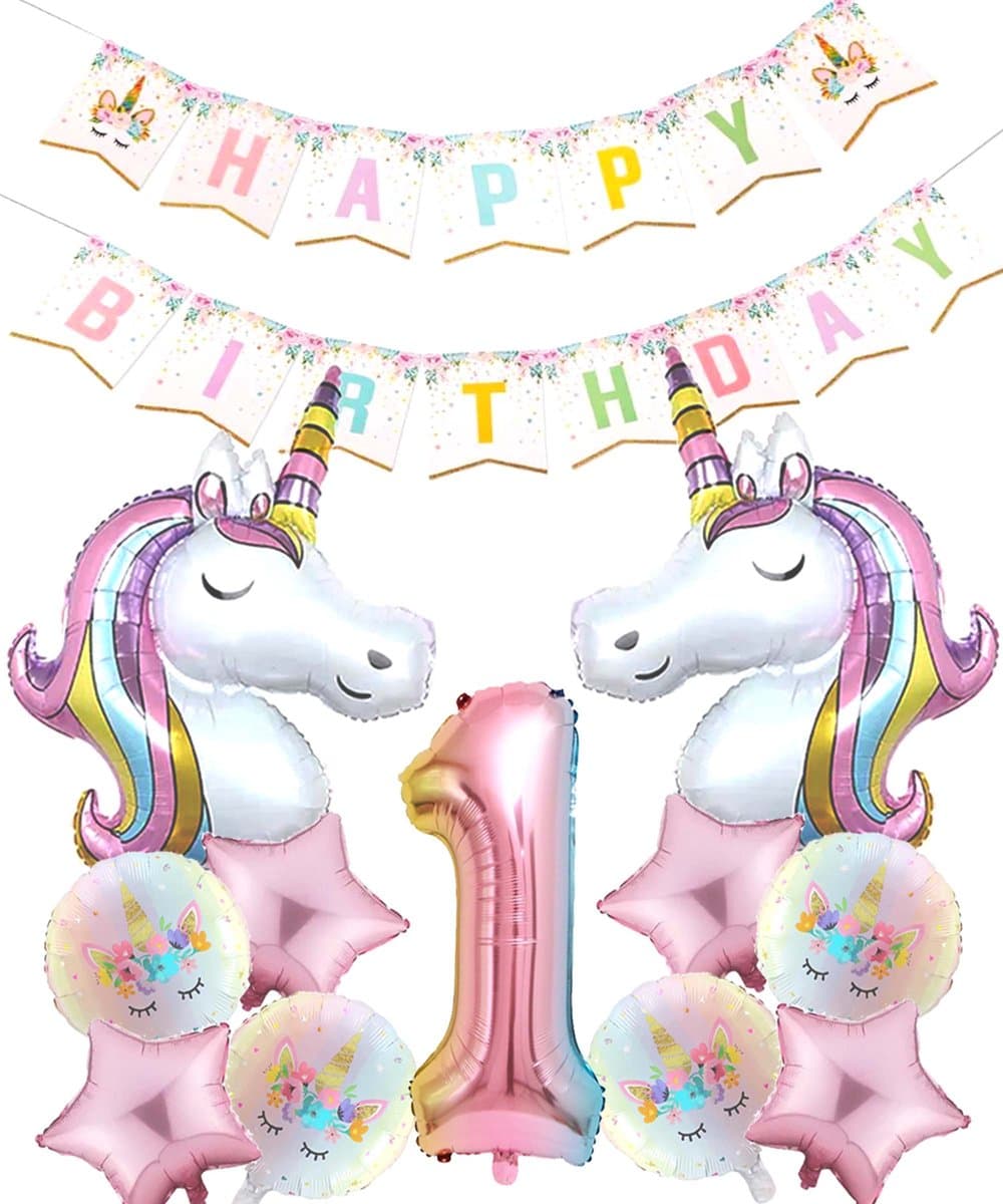 * Snoes * Cijfer 1 ballon Unicorn Mega Pack* Eenhoorn Licht Roze * DIY Slinger* Set van 12 Grotere Ballonnen* Unicorn Licht 1 * Eerste verjaardag * Hoera 1 Jaar * Birthday * Ballon Cijfer 1