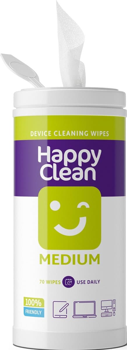 Happy Clean Screen Wipes - 70 Stuks - Vochtige Doekjes voor Middelgrote Devices zoals Laptop, Toetsenbord en iPad