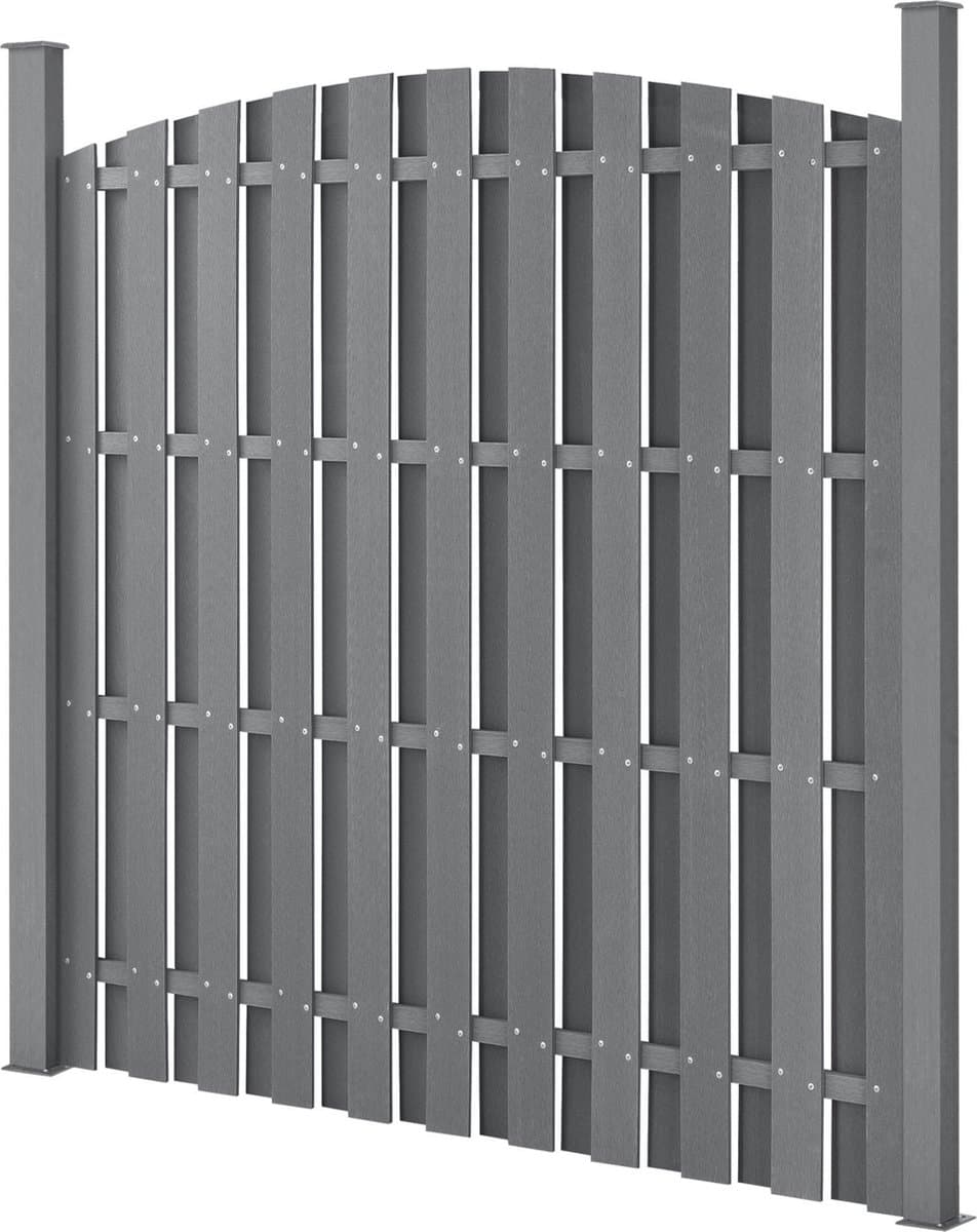 HKC schutting met palen gebogen ontwerp - grijs