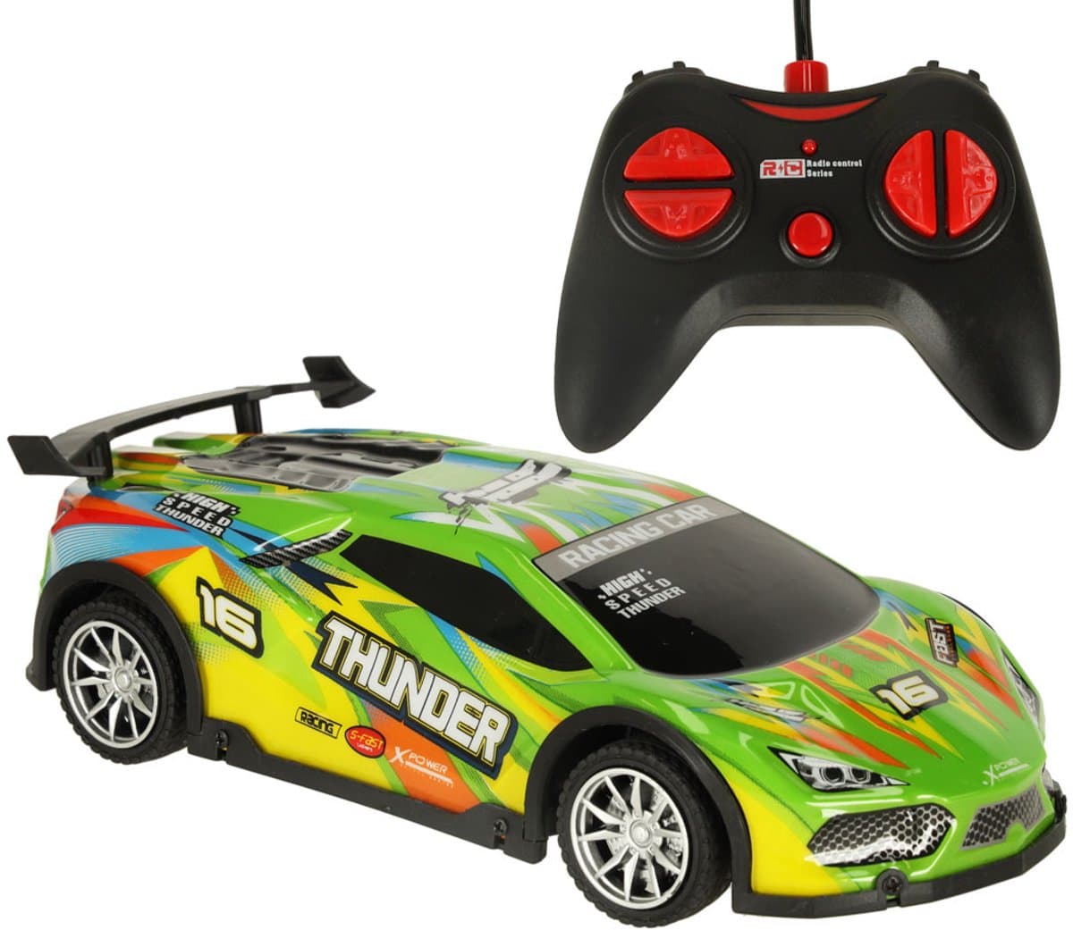 Playos® - RC Sportauto - Groen - met Verlichting - Bestuurbare Auto - Rollenspel - Speelgoed
