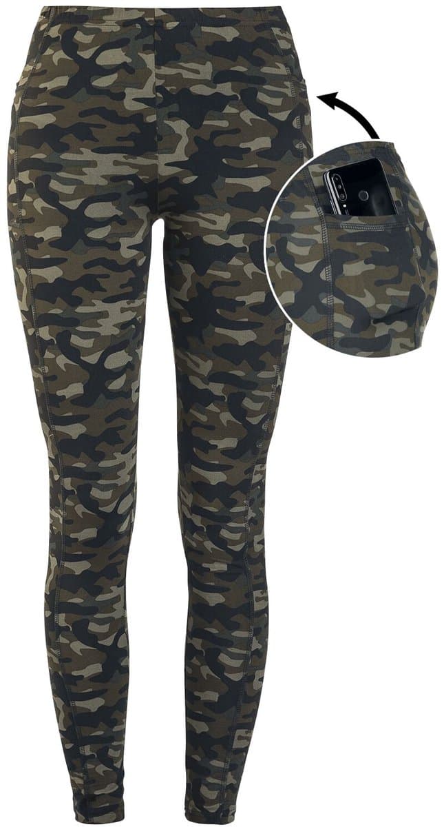 Rock Rebel by EMP Olijf camo legging met zijzakken - Dames - 4XL