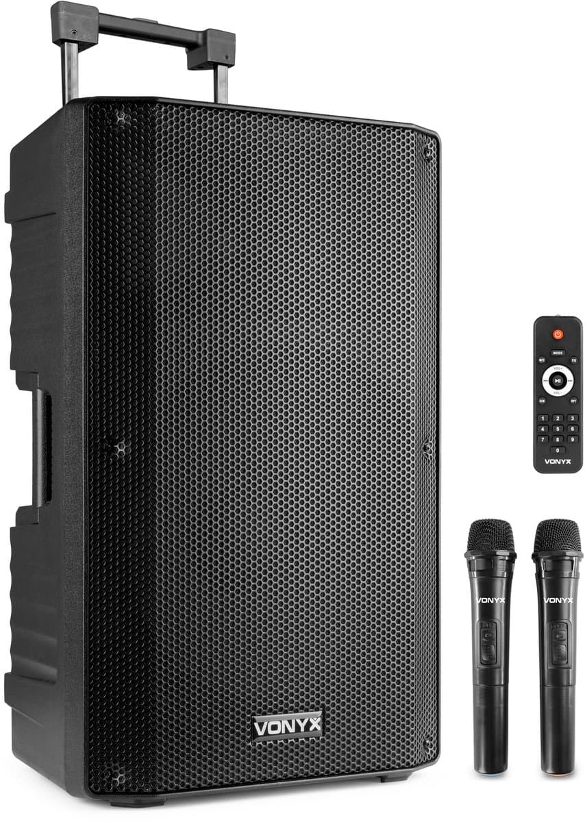 Speaker met Bluetooth - Vonyx VSA700 - 1000 Watt - Partybox met 2 microfoons - MP3 - USB - SD