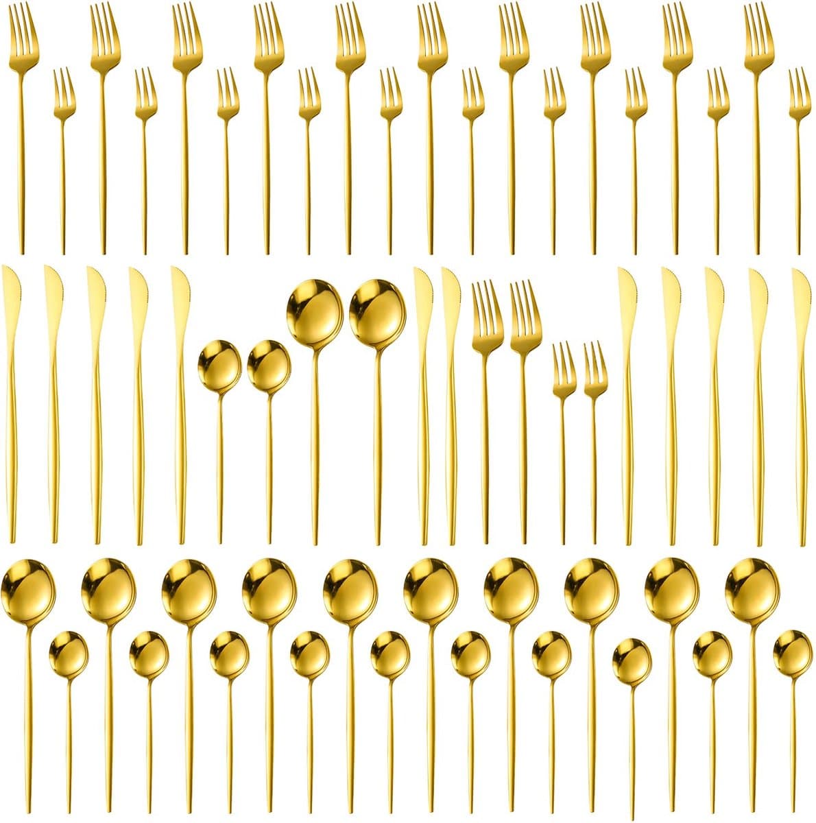 Selbro ® Elegante Gouden Bestekset voor 12 Personen, 60-delig, Hoogwaardige Kwaliteit en Vaatwasmachinebestendig
