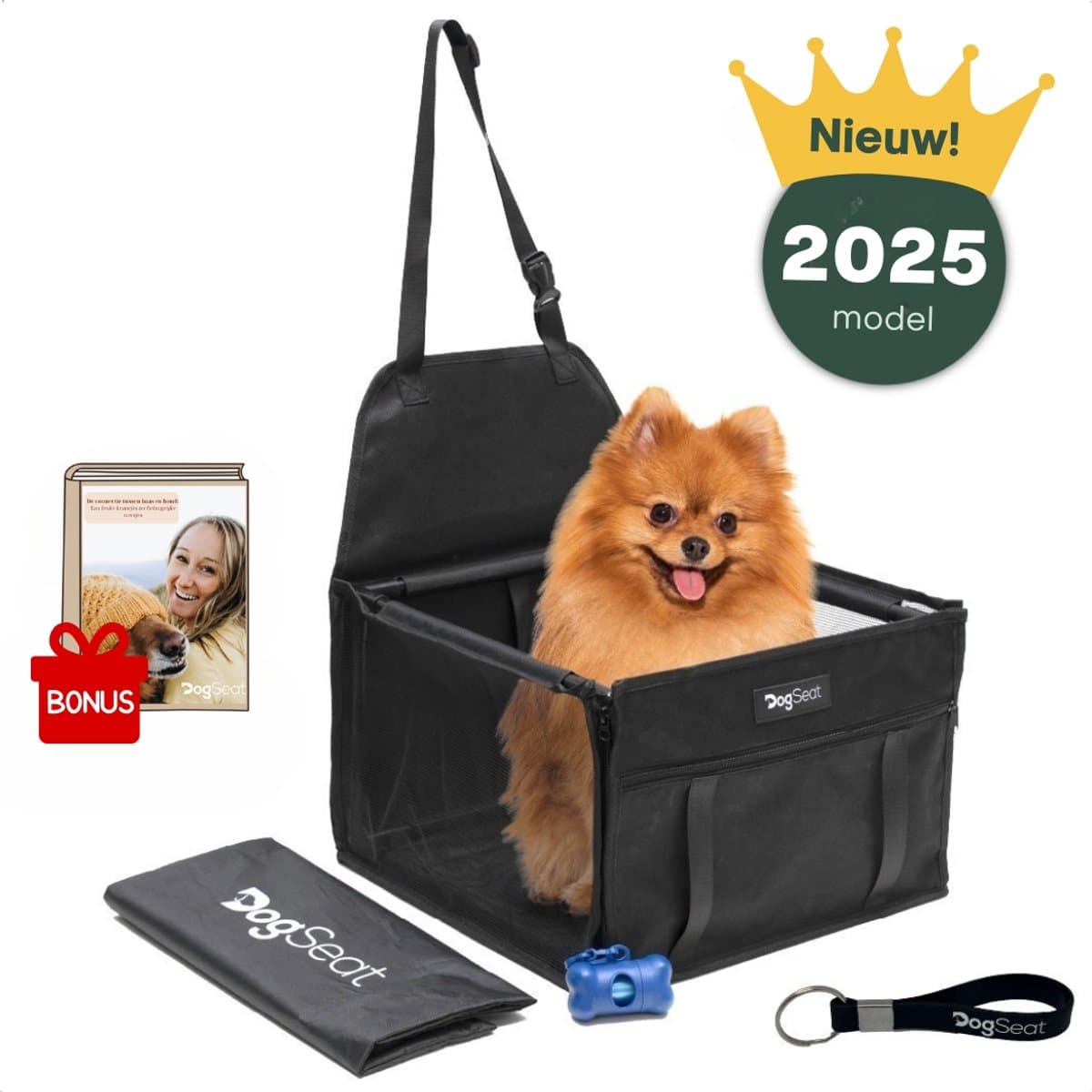 2025 Model - Premium Luxe Autostoel Hond - Opvouwbare Hondenmand Auto - Reisbench hond - Automand hond - Hondenstoel Zwart