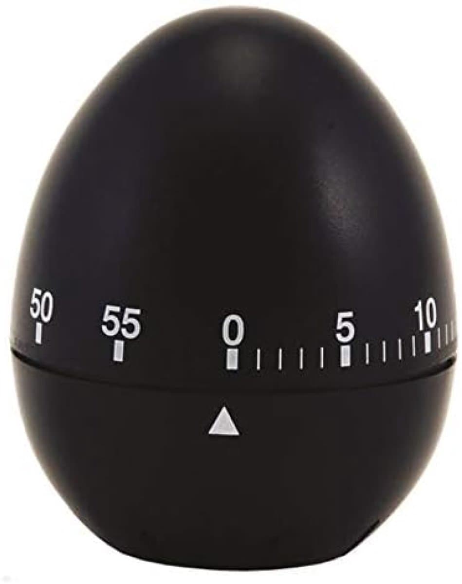 Selbro ® Eivormige Kookwekker, 60 Minuten, Zwart met Makkelijk Leesbare Witte Markeringen, Ideaal voor Koken en Diverse Huishoudelijke Taken