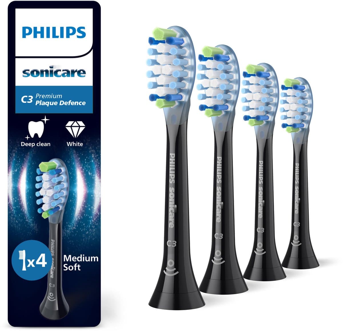 Philips Sonicare Premium Plaque Defense HX9044/88 Zwart (4 stuks)