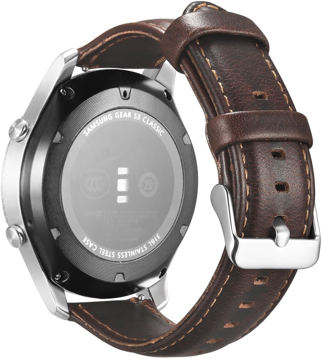 Samsung Galaxy Watch genuine leren band - donkerbruin