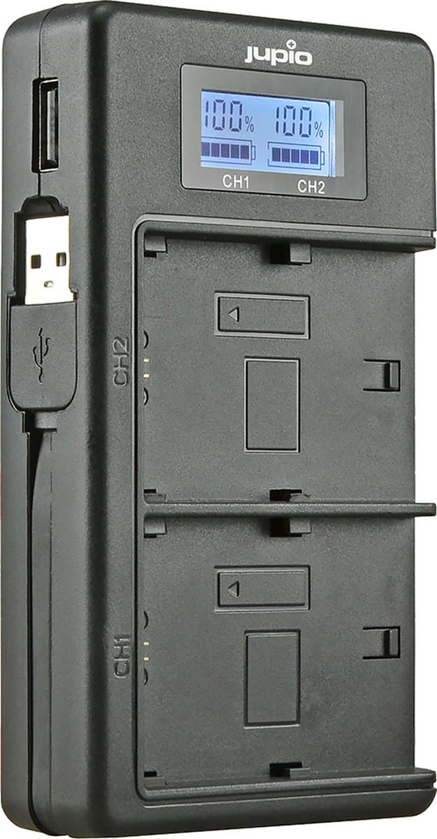 Jupio USB Duo Charger LCD voor Fujifilm NP-W126(S)
