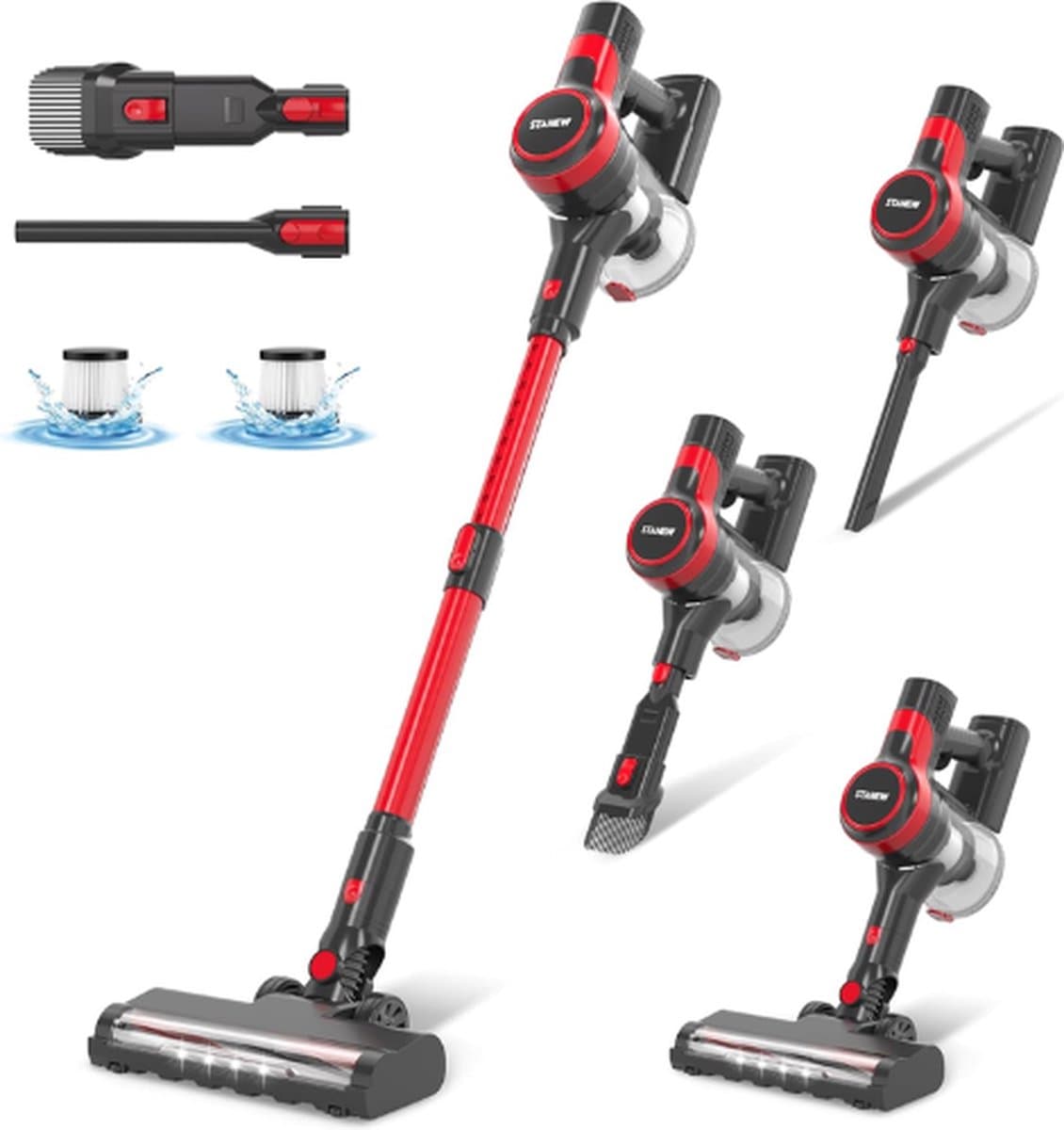 STANEW® Steelstofzuiger - Steelstofzuiger Draadloos - Steelstofzuiger Kruimeldief Draadloos -Steelstofzuigers Met Kruimeldief - Steelstofzuigers - Steelstofzuiger Zonder Zak Op Accu - Stofzuiger Draadloos - Steel stofzuiger