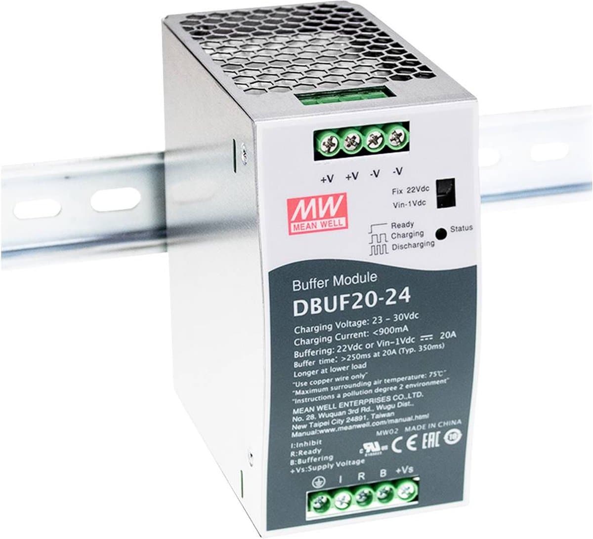 MW Mean Well DBUF20-24 Buffermodule voor railmontage 24 V 20 A Aantal uitgangen:1 x Inhoud 1 stuk(s)