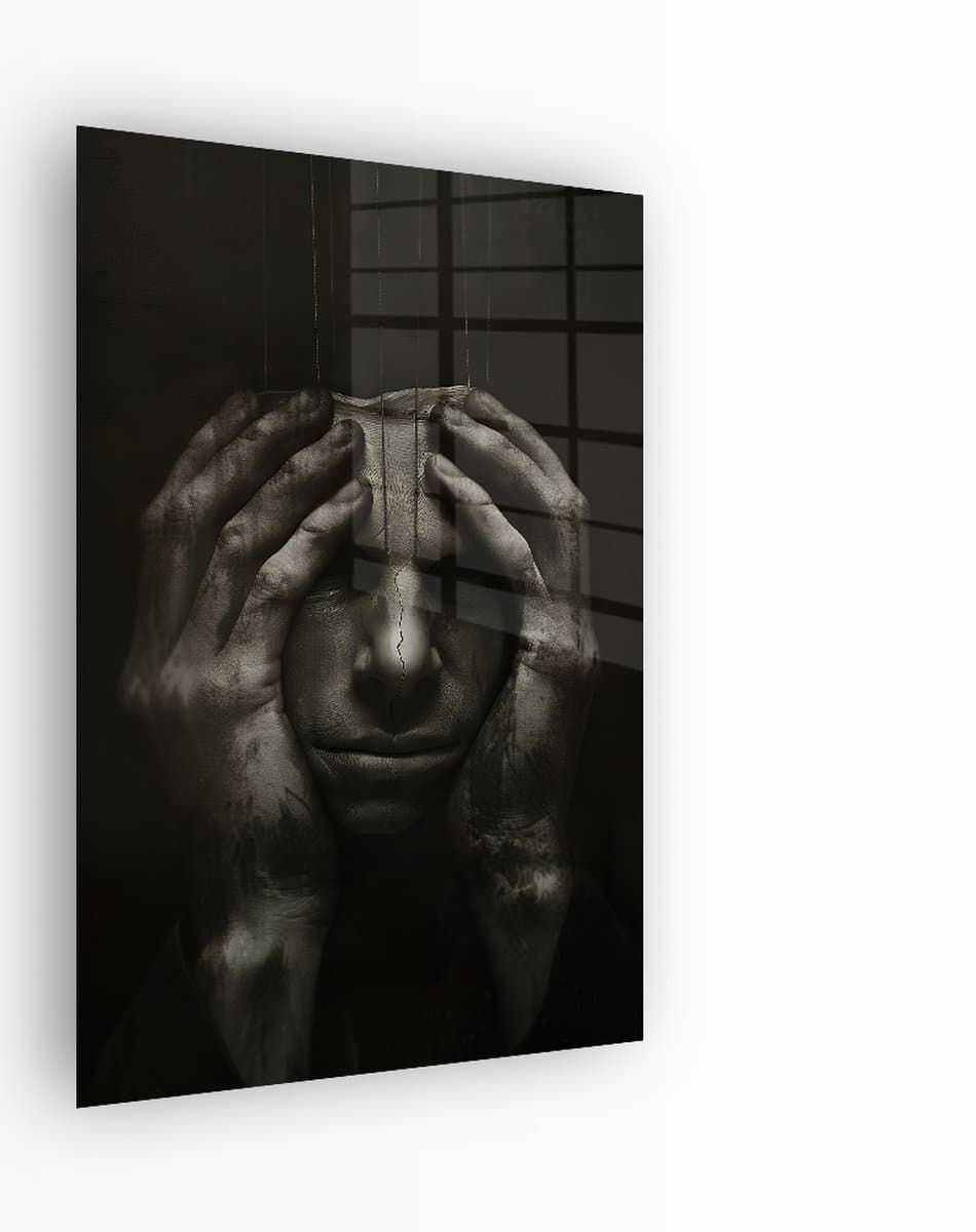 Indoorart - Glasschilderij Emotional Mask 80x120 CM - Afbeelding op plexiglas - Inclusief montagemateriaal