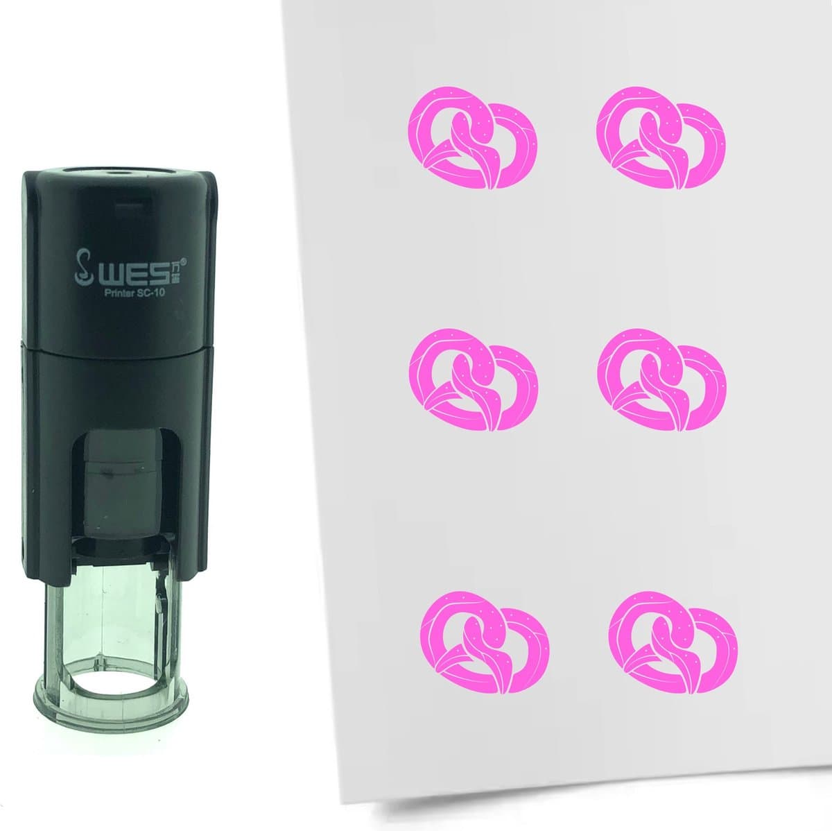 CombiCraft Stempel Pretzel 10mm rond - roze inkt