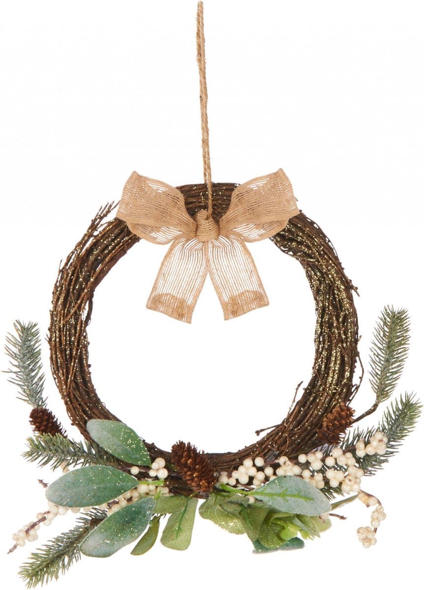 JJA - Natuurlijke ophangkrans kleine strik 36 cm eucalyptus