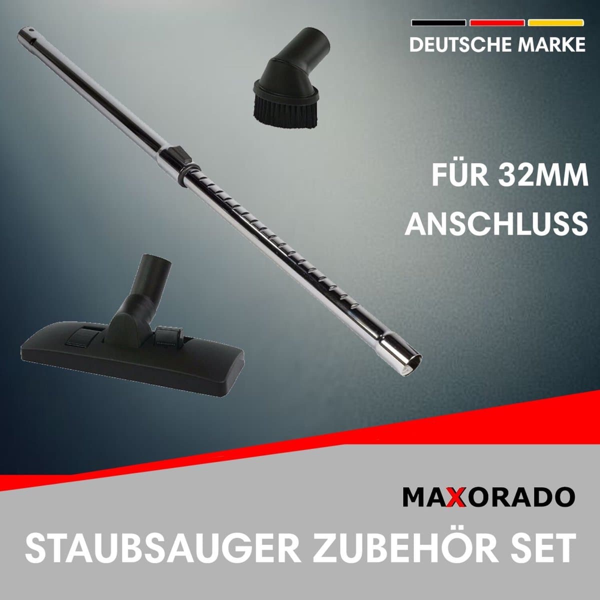 Maxorado 32mm Set 3-delig voor uw stofzuiger - Buis + combi mondstuk + stofborstel - geschikt voor Kärcher, Electrolux, Nilfisk, Numatic, Fam, AEG, Privileg, Progress