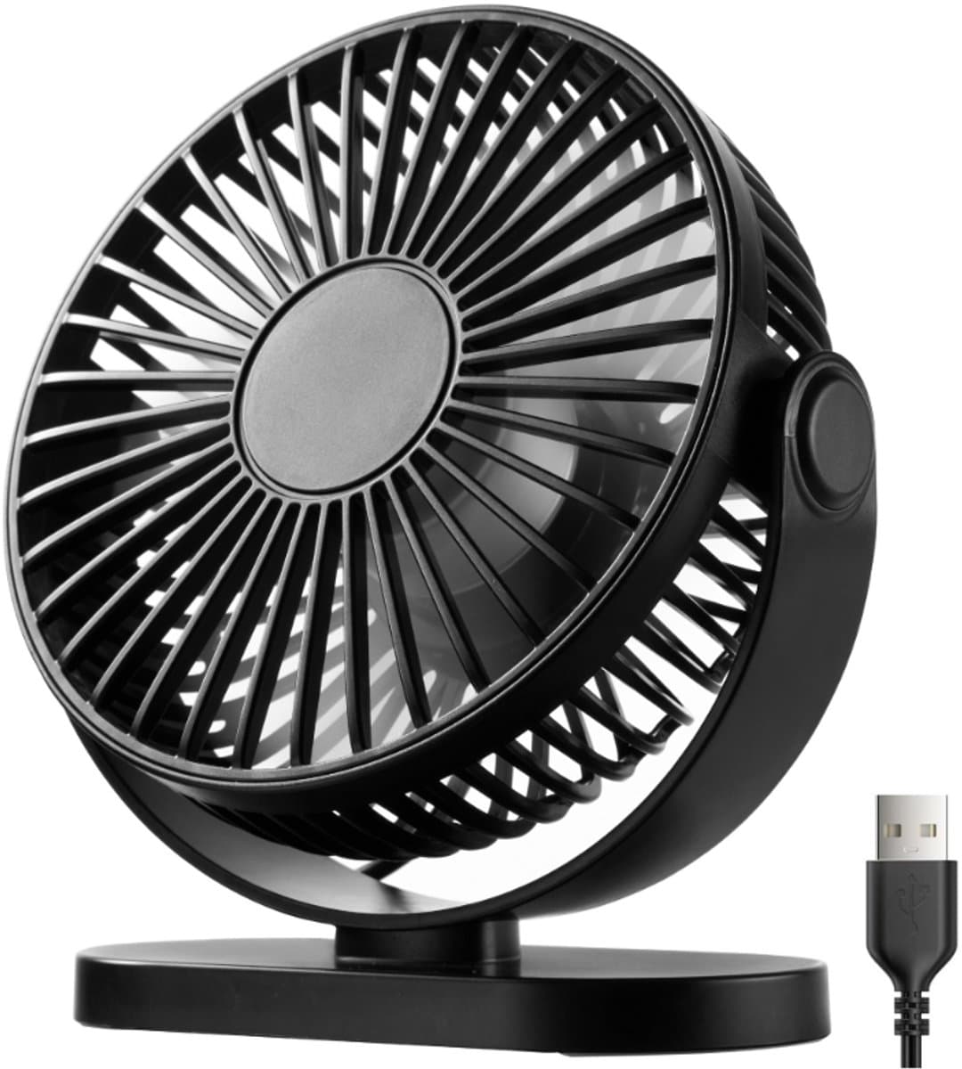 YONO USB Tafelventilator – Stil - Kantelbaar – 3 Snelheden – Ventilator Bureau – Koeling – Zwart