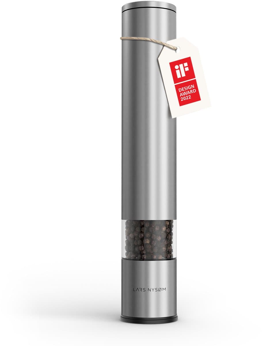 LARS NYSØM Lagom - XL Zout en Pepermolen - 1 stuk (28,8cm) - Keramische Maalwerk met Instelbare Maalgraad - Roestvrijstaalen Zoutmolen Pepermolen (Stainless Steel)