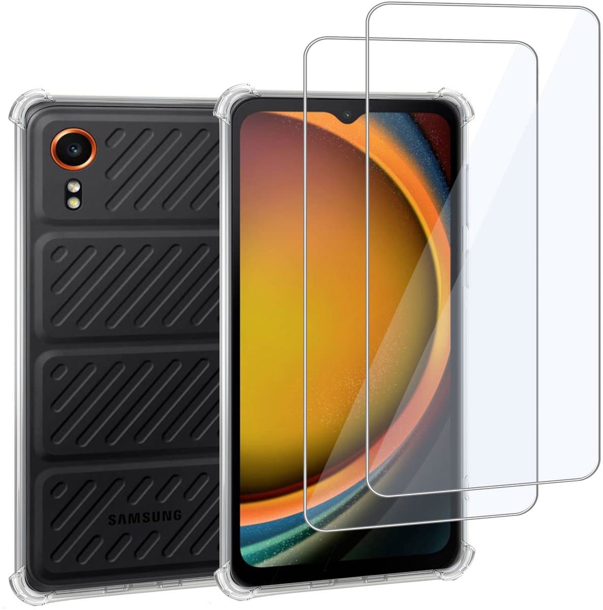 ChiGuard Hoesje & 2x Screenprotector geschikt voor Samsung Galaxy Xcover 7 Pro Hoesje Screenprotector - Gehard Glas Cover + Shock Proof Case – Transparant