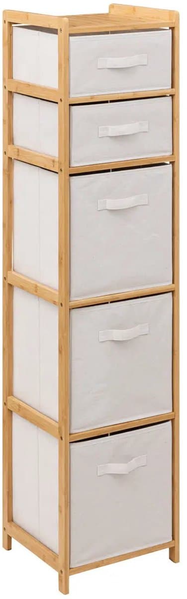 5five Tidy Box Opbergkast - Bamboe&Polyester, 35 x 33 x 144 cm