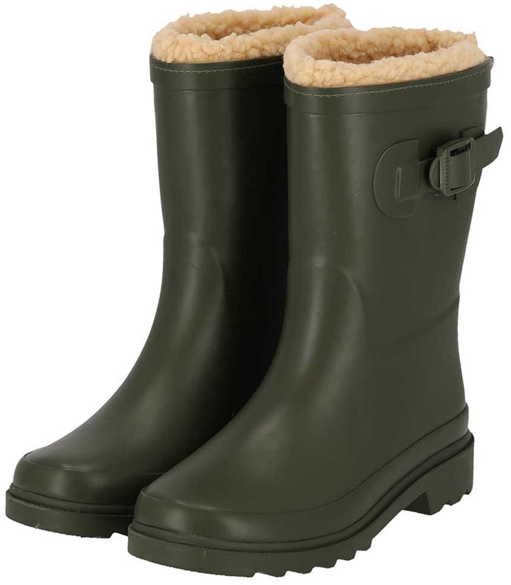XQ - Regenlaarzen kinderen - Unisex - Fake Fur voering - Groen - Regenlaarzen meisjes - Regenlaarzen jongens - Regenlaarzen kind
