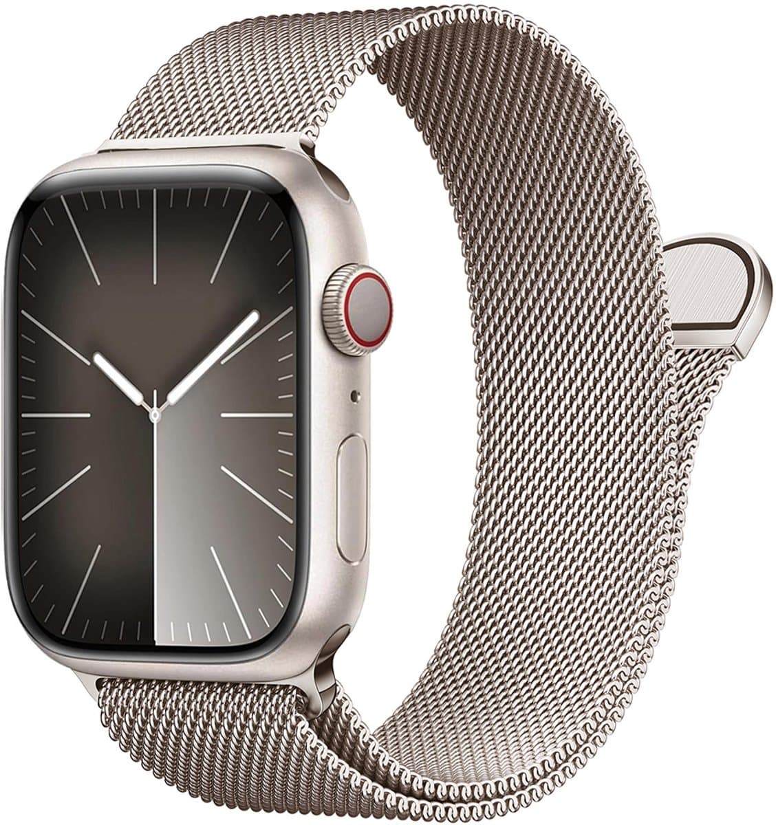 Stravo Milanese bandje - Starlight - Geschikt voor Apple Watch 42mm(Series 11/10) 41mm 40mm 38mm - RVS metaal Milanees smartwatchbandje met magneetsluiting - Voor Apple Watch SE 1 2 3 / Series 11 10 9 8 7 6 5 4 3 2 1