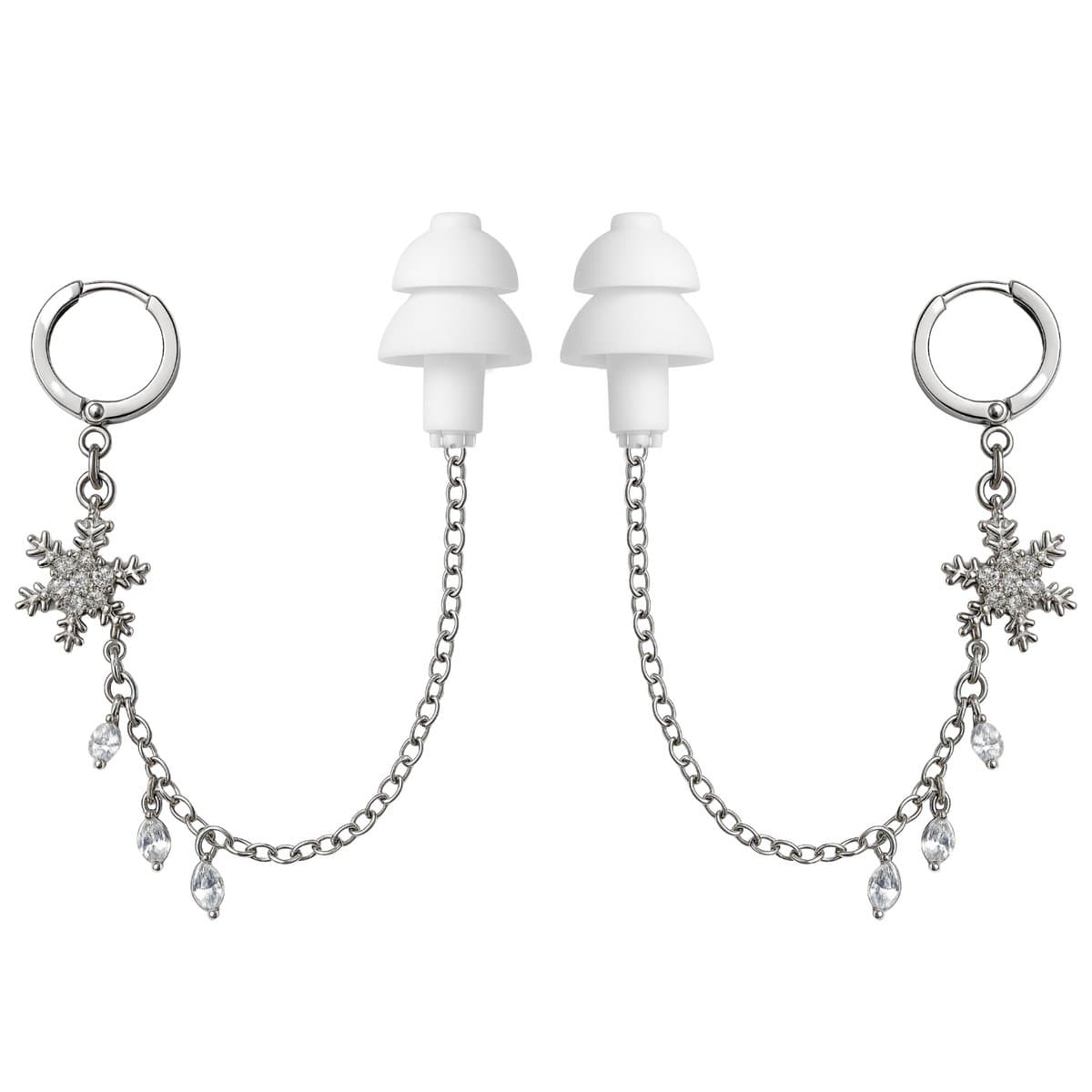 Oorbellen Voor Oordopjes - (Sneeuwvlok) - Oordopjes Festival - Oordoppen - Oorbellen Dames - Te Gebruiken Met Airpods - Zilverkleurig