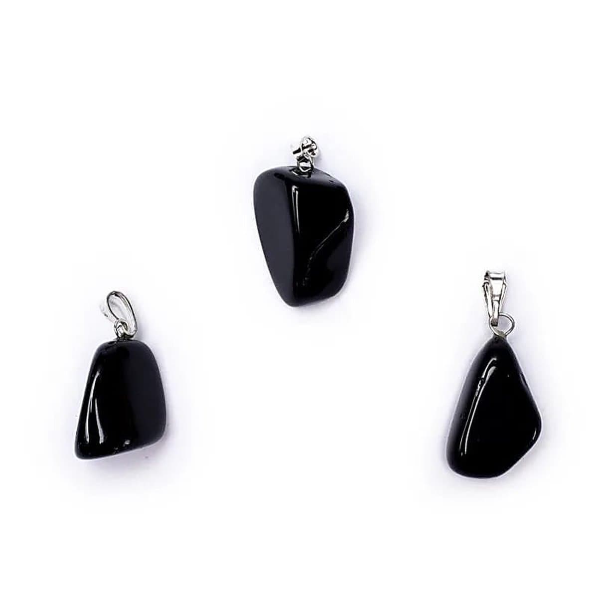 Zwarte obsidiaan edelsteenhanger met geboord oog