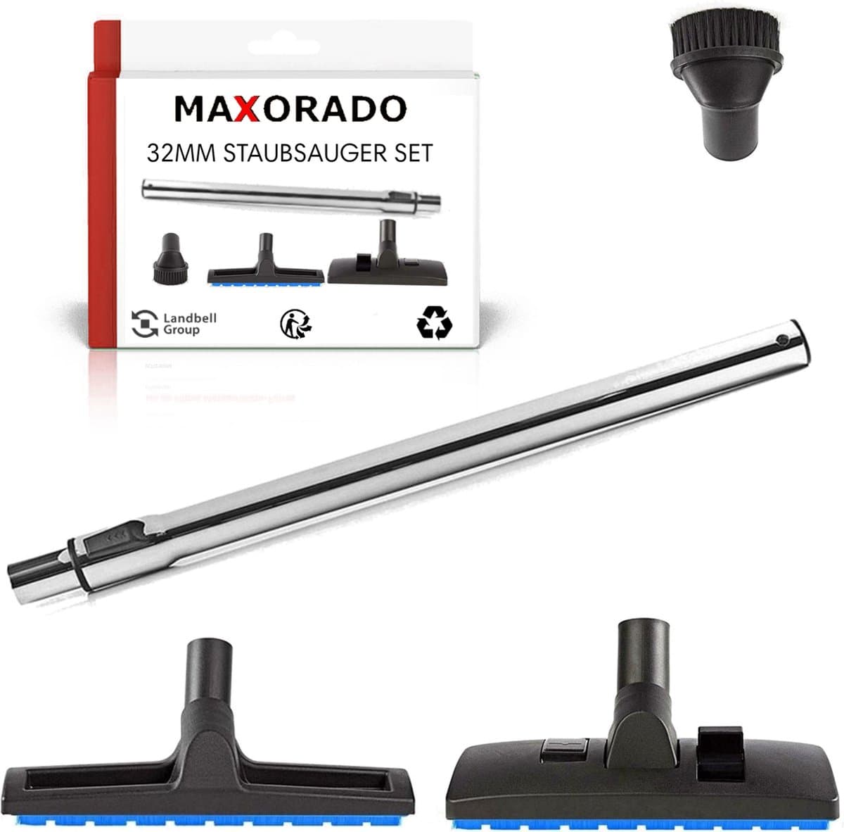 Maxorado 32 mm Stofzuiger Set 4-delig - Universeel - buis + combimondstuk + parket borstel + stofborstel - geschikt voor Kärcher, FAK302, Electrolux, Nilfisk, Numatic, Fam, AEG, Progress, stofzuiger - 32mm