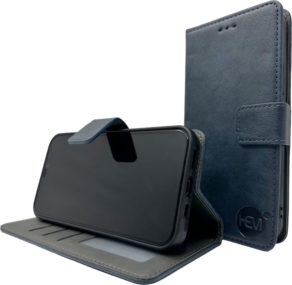 HEM Stylish Book Case (geschikt voor S23) Samsung S23 hoesje met 3 pasjesuitsnedes + fotovakje - Portemonneehoesje - pasjeshouder - Donkerblauw