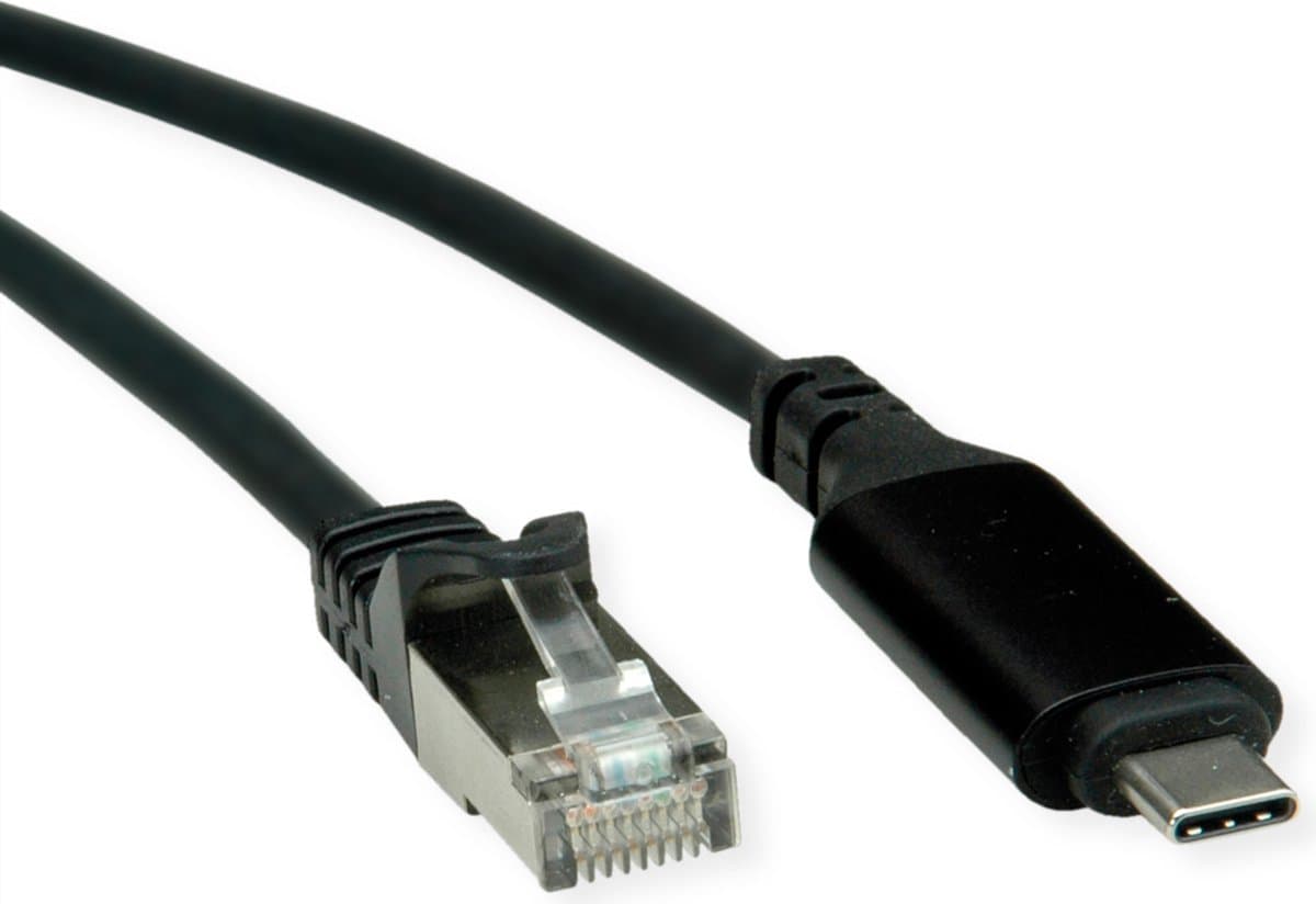 ROLINE USB 3.2 Gen 2 Type C naar Gigabit Ethernet-converterkabel, zwart, 2 m