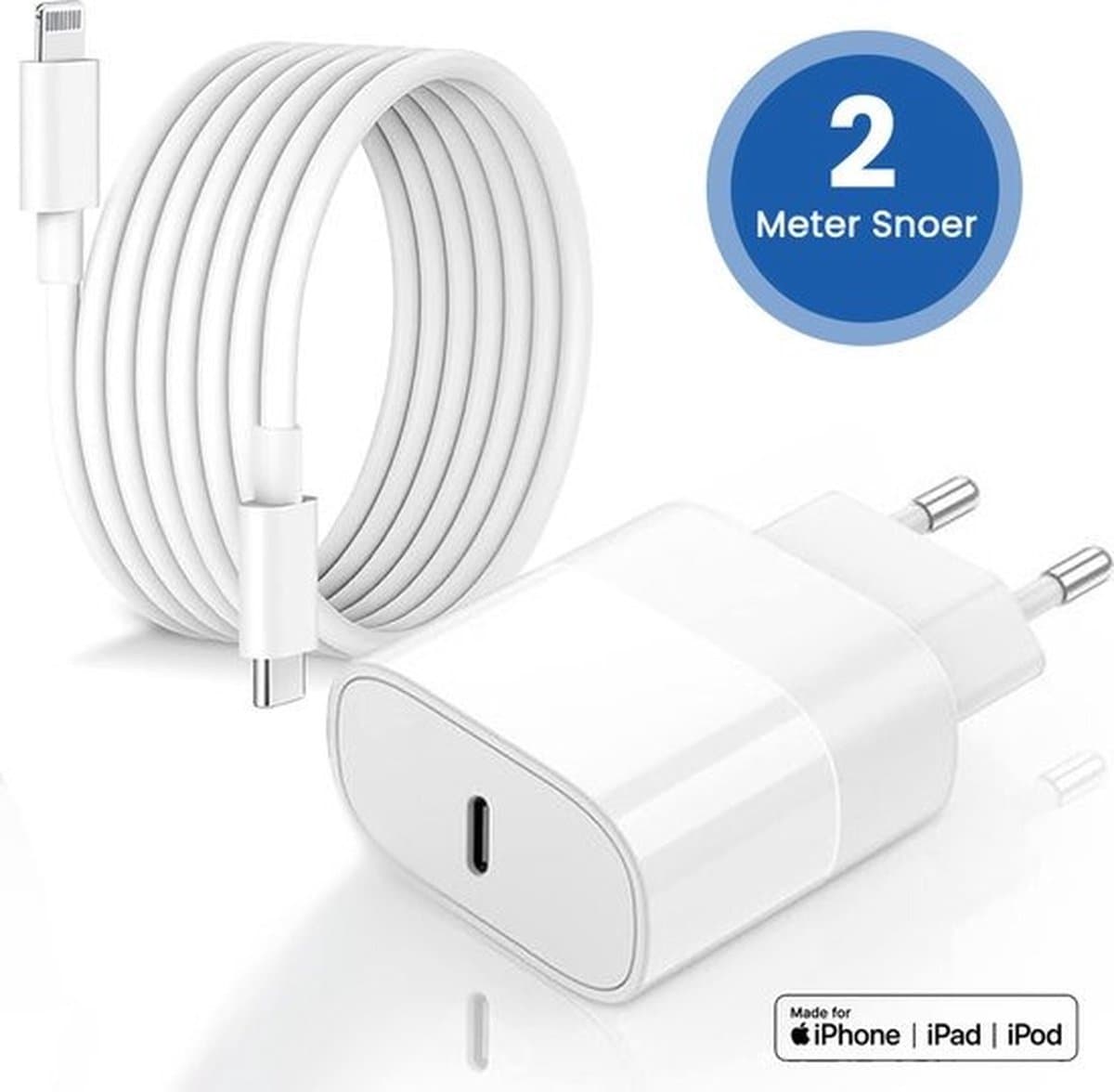 Golden Sound 25W Origineel Snellader - 2 Meter Oplaadstekker - Oplader - Lader geschikt voor Lightning 14/13/12/11/Xr/Xs/Xs Max/8/8 Plus/ Pro