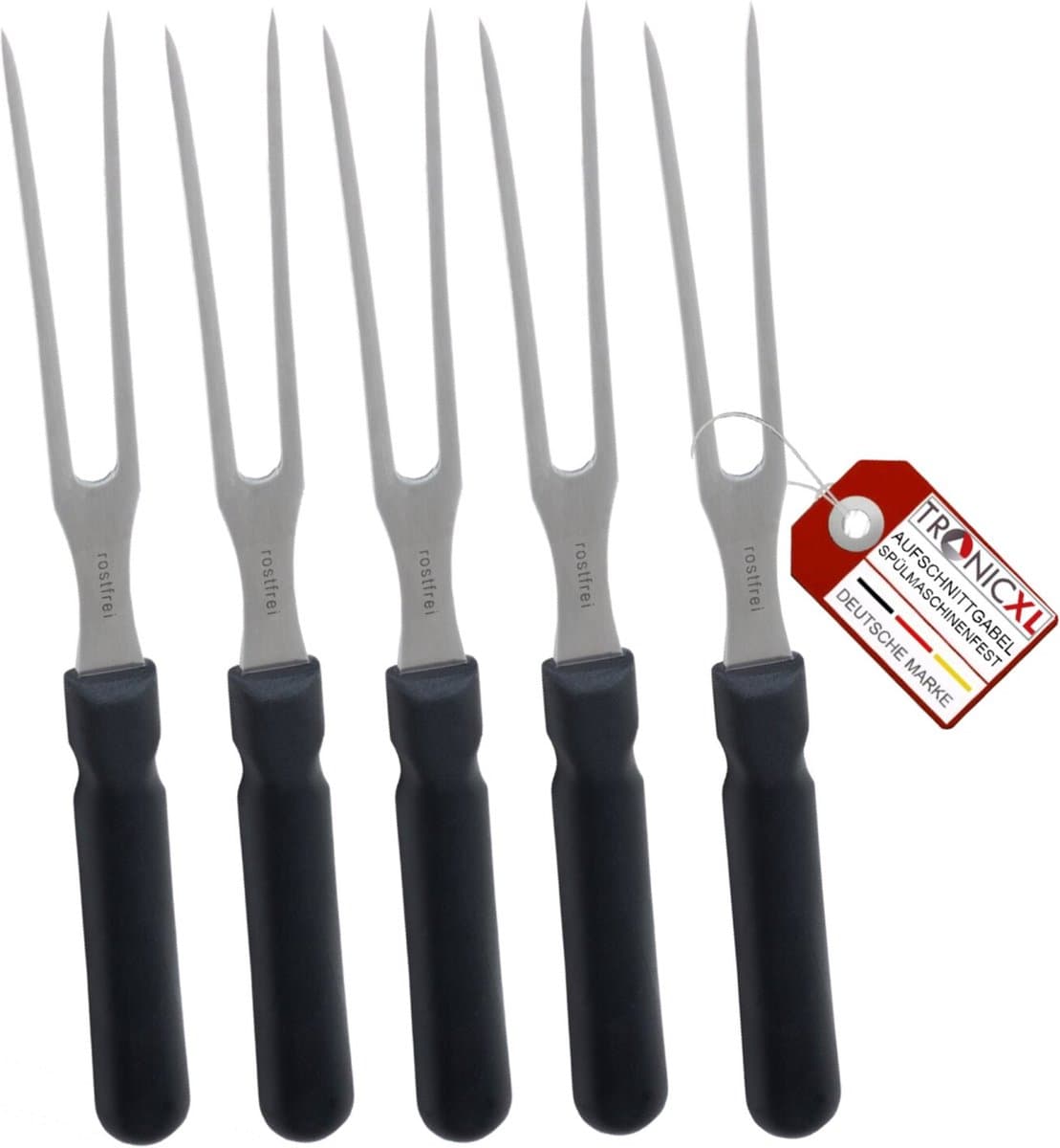 TronicXL 5 stuks Vleesvork 245 mm – Chroom Molybdeen Roestvrij - Vaatwasbestendig Keukengerei - Hygiënische Antislip Greep - Professionele Keukenaccessoires