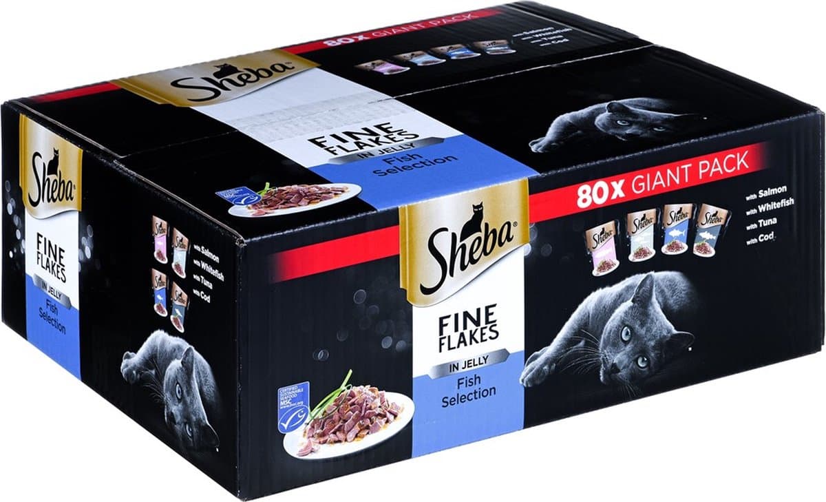 Sheba Delicacy Serie - Kattennatvoer - Rybne Smaki - Graanvrij - 80x85g