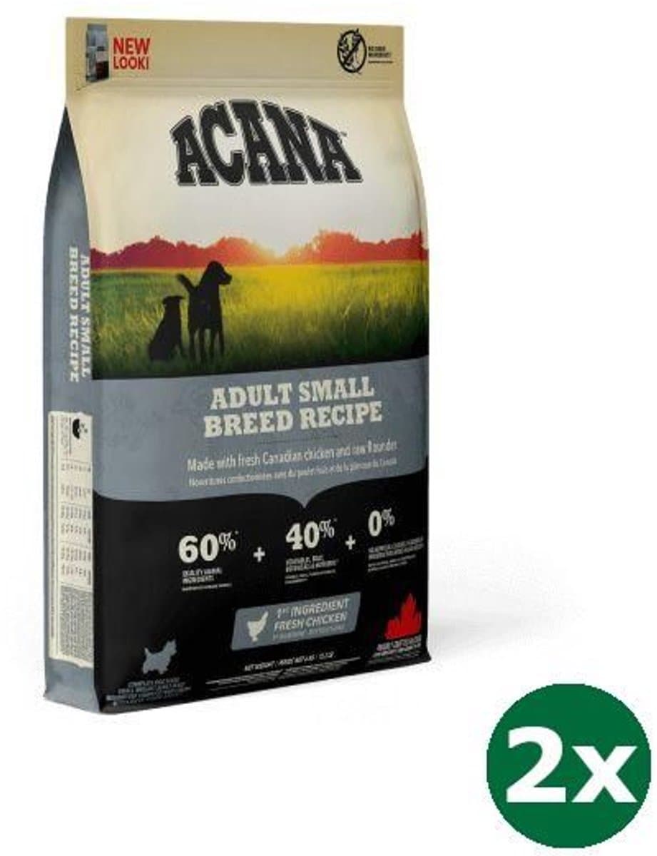 2x2 kg Acana dog adult small breed hondenvoer