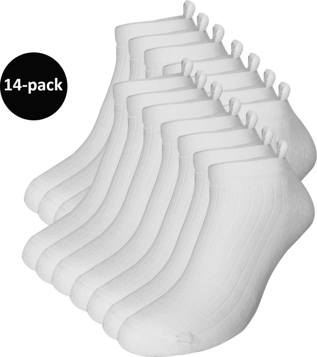 WeirdoSox sneakersokken - 14-pack - Met badstofzool en lipje - Wit - Heren - Maat 47-50