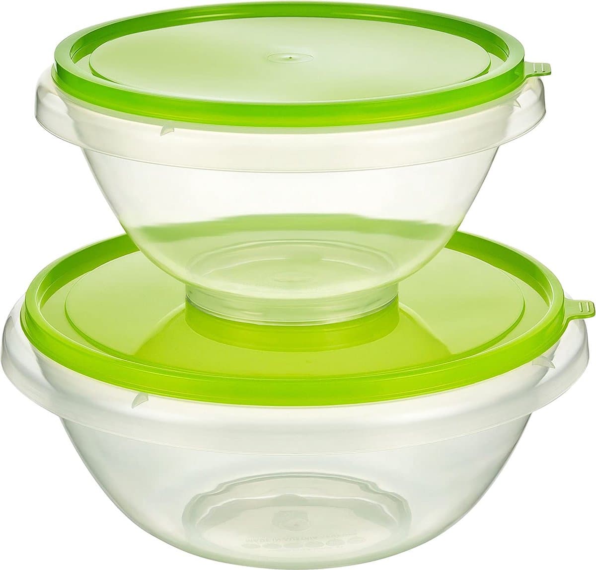 MiraHome Mengkommen met deksel – Set van 2 (7 L + 4,5 L) – Groen – Beslagkom & saladeschaal – BPA-vrij