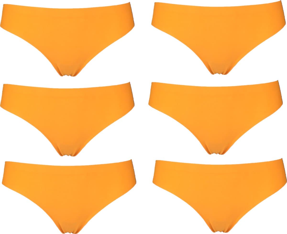 6-pack J&C Naadloze dames string 1701 Oranje - maat XS