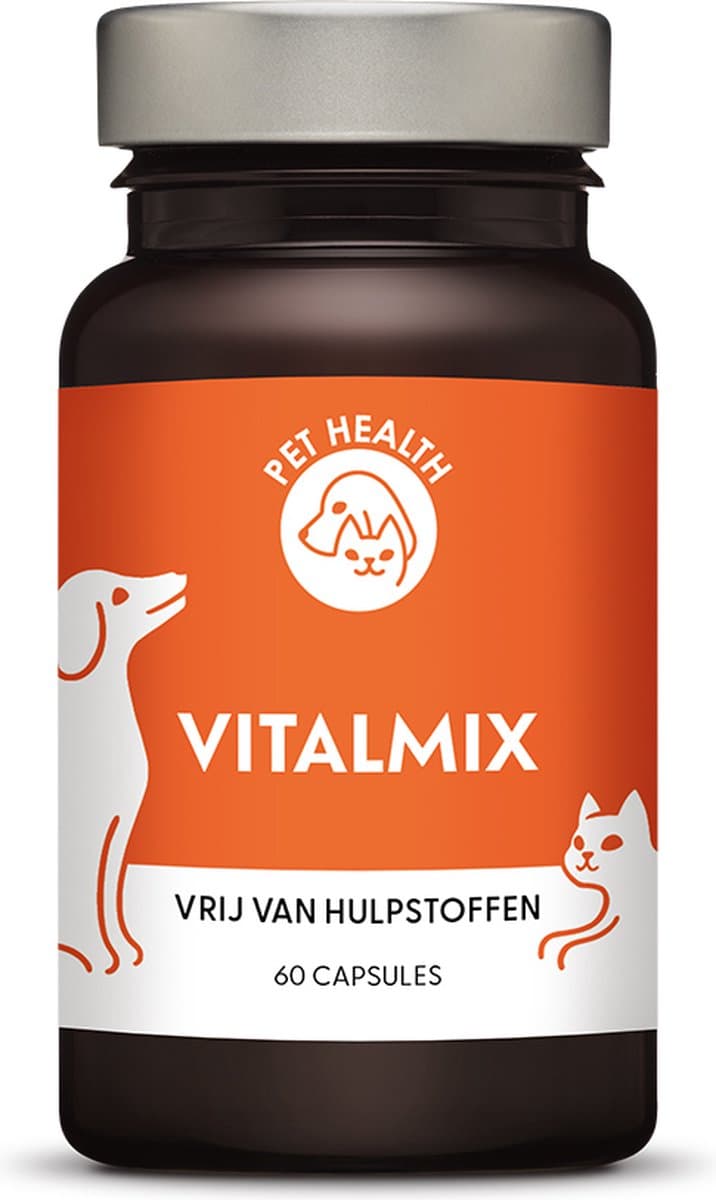 Pet Health - Vitalmix® - 60 capsules - natuurlijke vitaminen/mineralen/aminozuren/vetzuren - Voor Kat & Hond