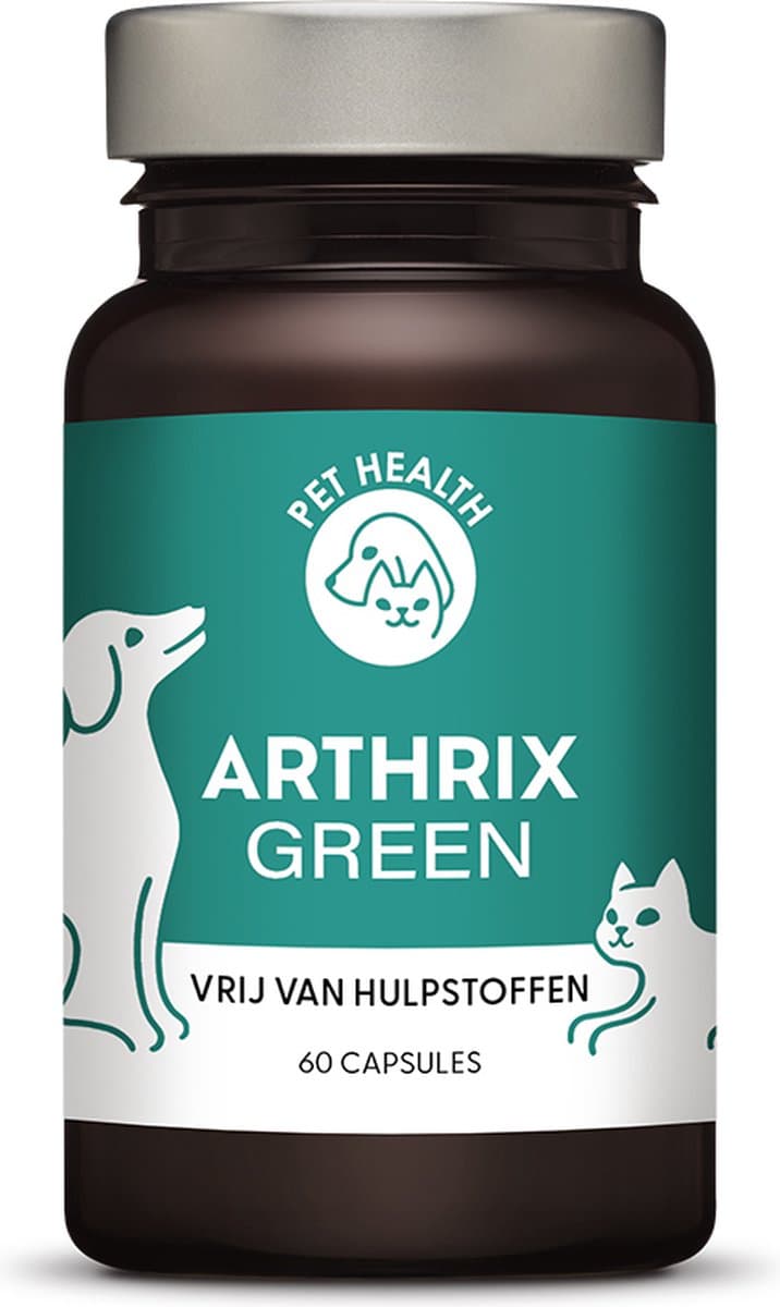 Pet Health - Arthrix® Green - 60 capsules - MSM/Glucosamine/chondroïtine/vitaminen - Voor Kat & Hond