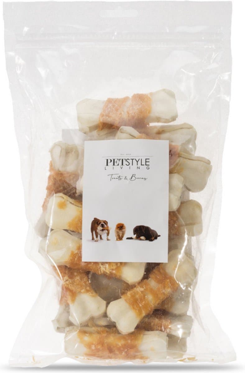 Petstyle Living Geperste Botten met Kip - Hondensnacks - 7,5cm - 20 Stuks - Kauwbotten Hond
