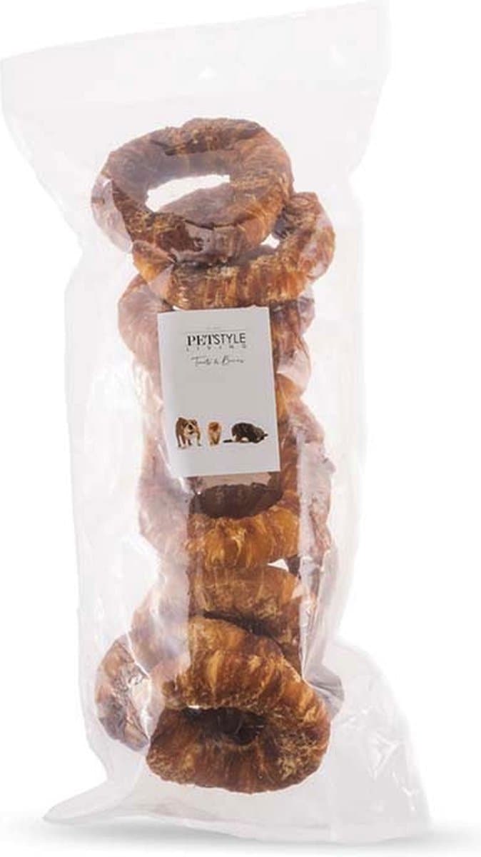 Petstyle Living Gepofte Ringen met Eend - Hondensnacks - 12,5cm - 10 Stuks - Donut Hond