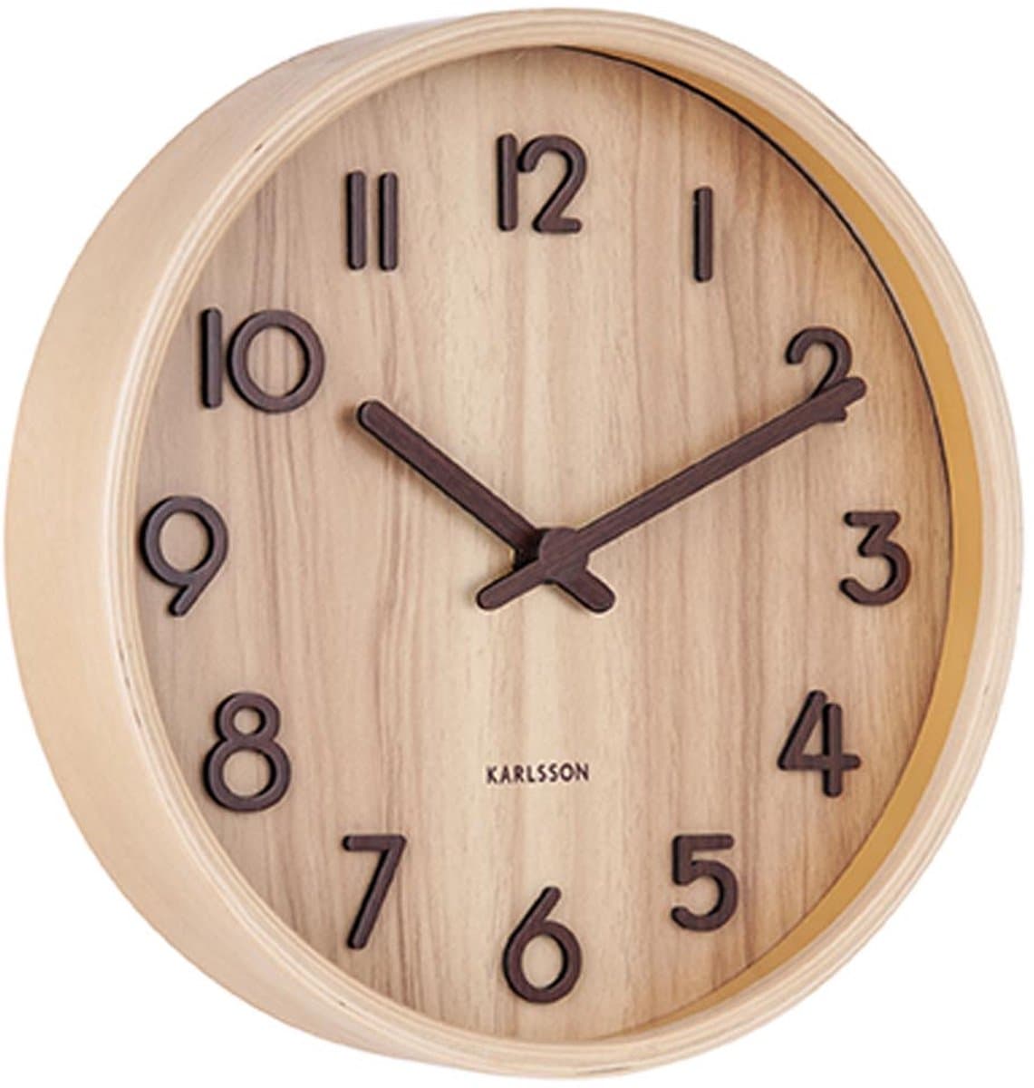 Karlsson Wandklok Pure - Licht lindehout - Small - Ø22cm - Scandinavisch