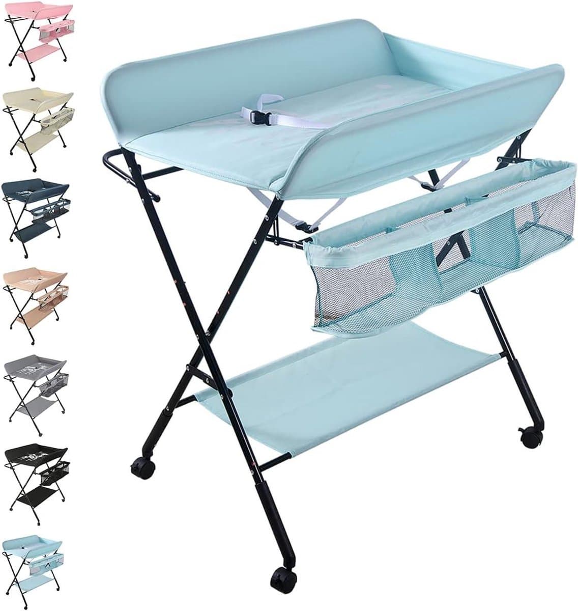 Baby Verschoontafel - Luiertafel Commode - Baby Verzorging - In Hoogte Verstelbaar - 74 x 63 cm - Hemelsblauw
