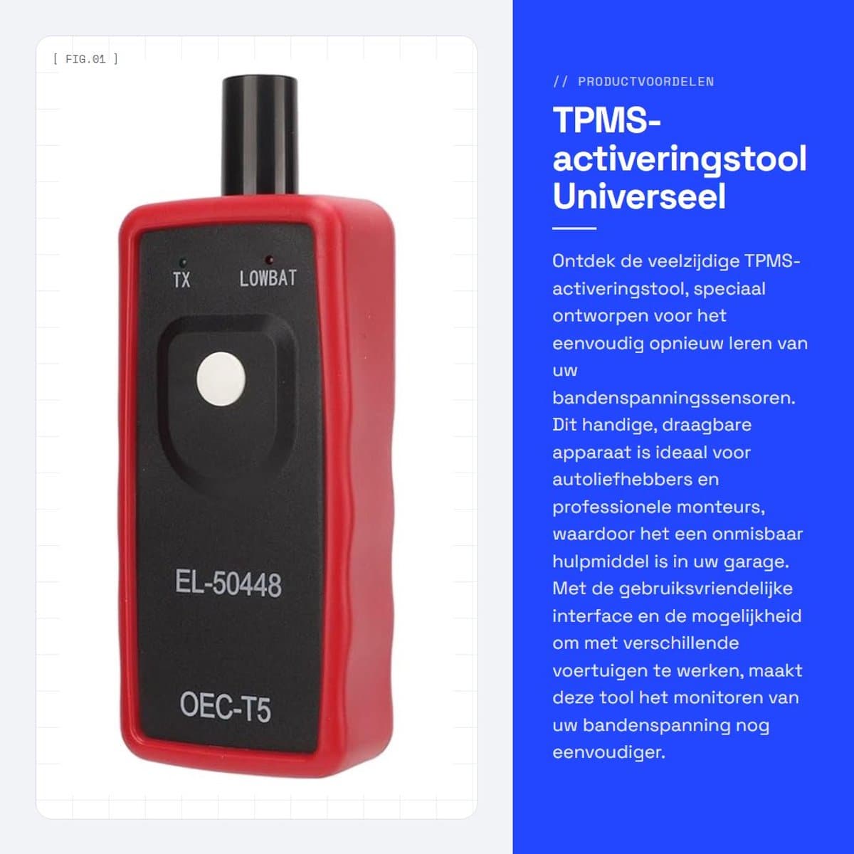 Dailygoods- TPMS-activeringstool Universeel - Bandenspanningssensor-leesapparaat 433 MHz - Handheld - Draagbaar - AB Materiaal - Leerstatus Modus