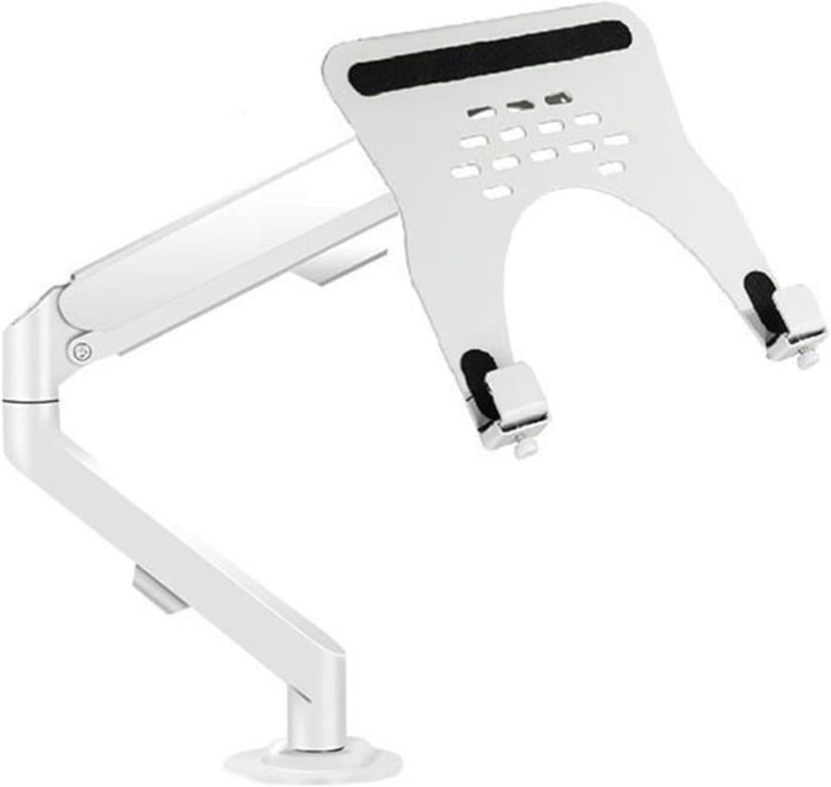 Monitorarm met Lade - Gasveerarm Bureau - Ergonomisch Werken - 2-in-1 Universeel - 10-30 inch - Wit