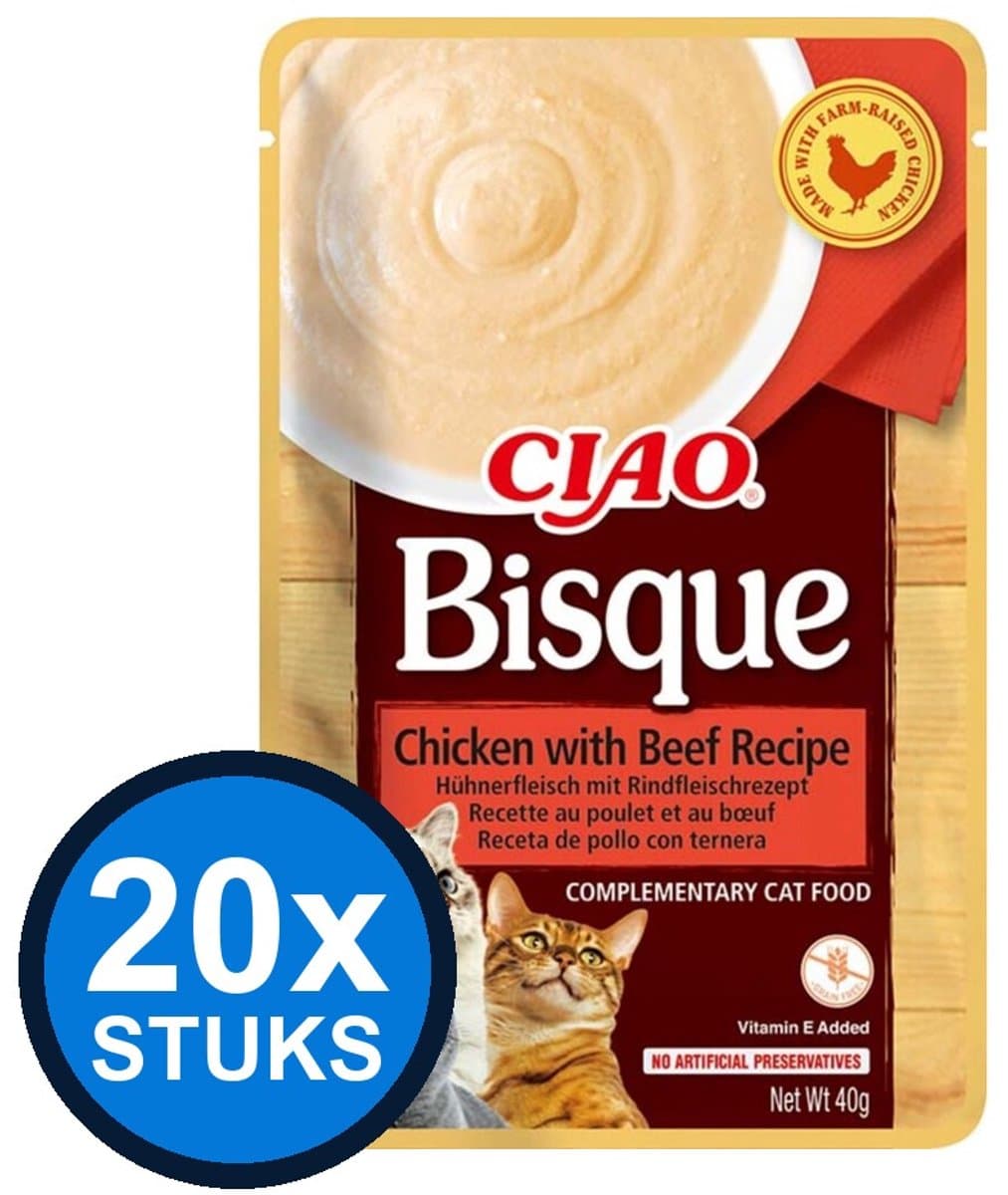 20x Ciao Bisque puree cat chicken&beef 40gr