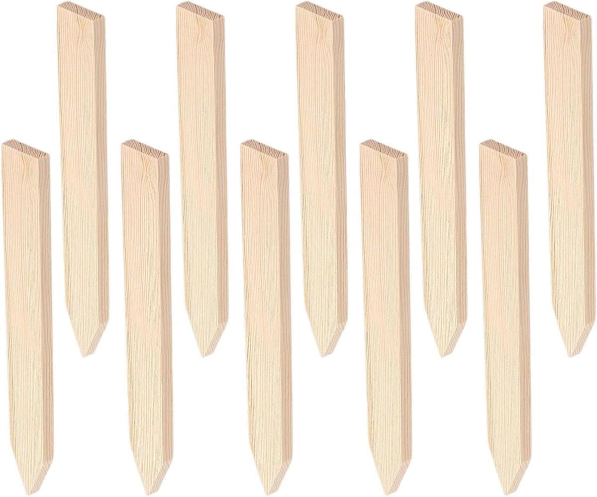 Houten plantenpalen - Decoratieve markers - Tuinondersteuning - Betrouwbaar dennenhout - 10 stuks - Meerkleurig