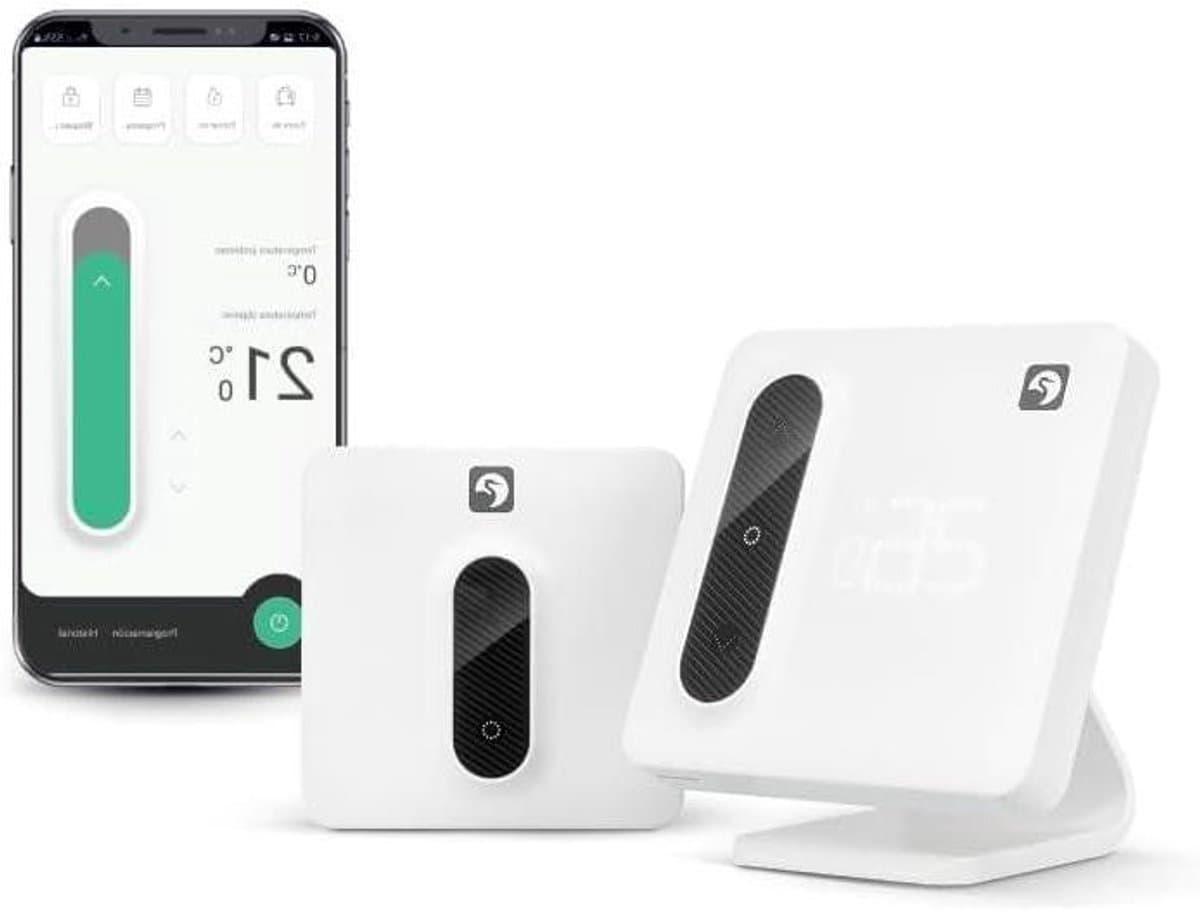Intelligente thermostaat - Wifi radiatorregelaar - Energie besparen - App en spraakbediening - 100x100x19 mm - Wit