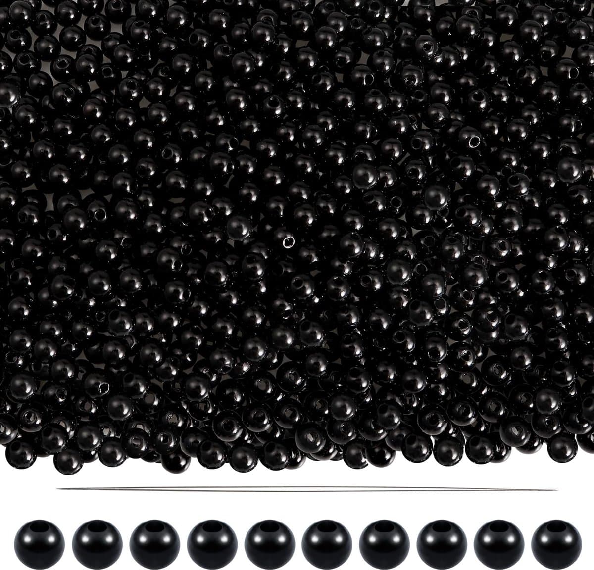 Dailygoods- Knutselkralen 1000 stuks - Zwarte Acrylkralen 4 mm - Sieradenaccessoires - Doe-het-zelf Armbanden/Halskettingen - Creatief Handwerk - Geschikt voor Geschenken - Sieradenkralen
